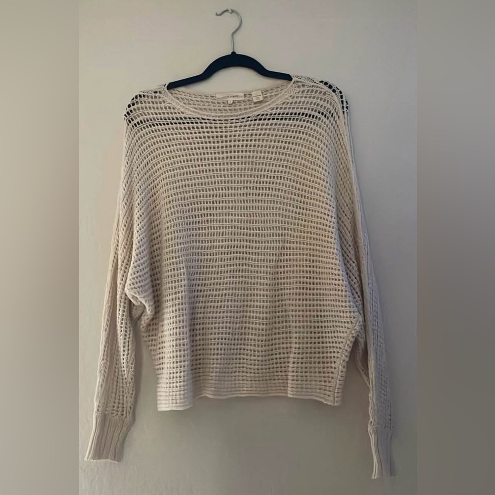 Inhabit Cream Crew Neck Sweater with Waffle Texture